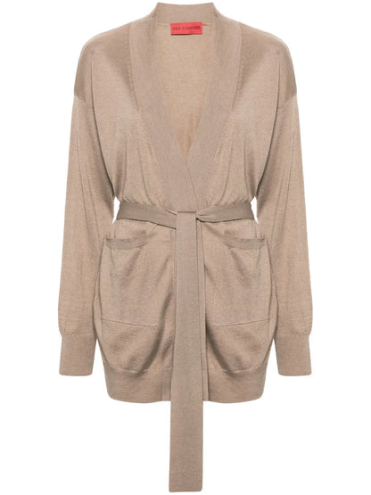 Scarlet Open-Front Belted Cardigan