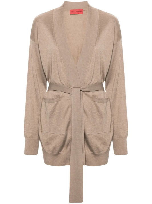 Scarlet Open-Front Belted Cardigan