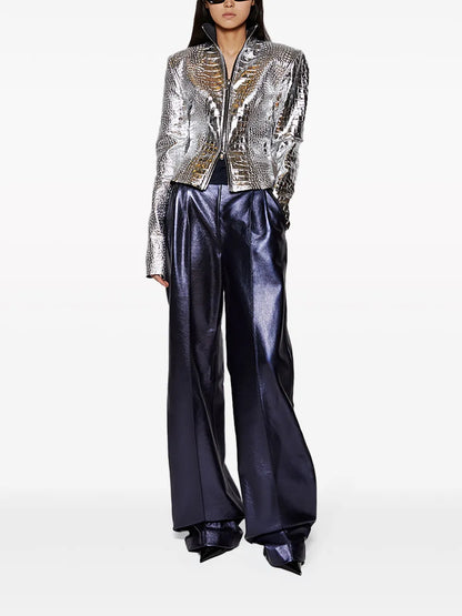 Panelled High-Shine Trousers
