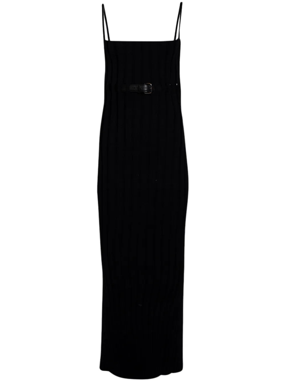 Belted Ribbed-Knit Dress