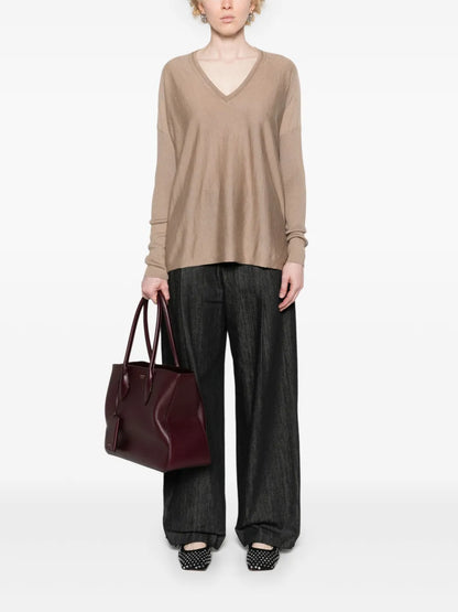 Sophia V-Neck Fine-Knit Jumper