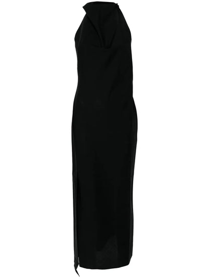 Halterneck Virgin Wool Maxi Dress