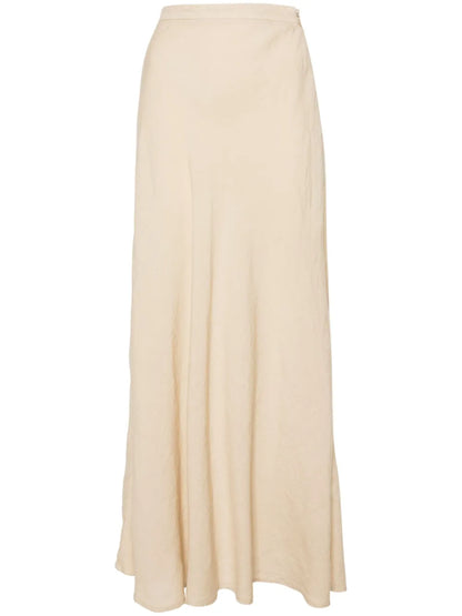 Fluted Linen Midi Skirt