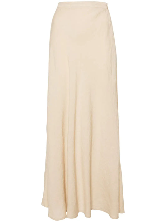 Fluted Linen Midi Skirt