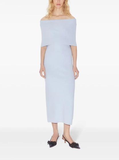 Folded Off-Shoulder Midi Dress