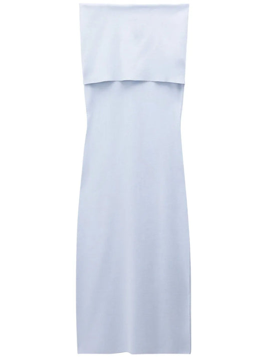 Folded Off-Shoulder Midi Dress