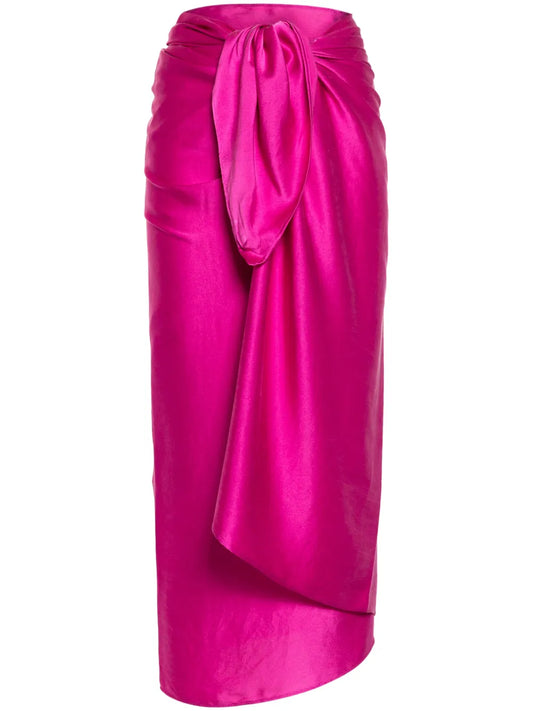 Self-Tie Silk Wrap Skirt