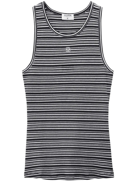 Striped Fine-Rib Organic-Cotton Vest