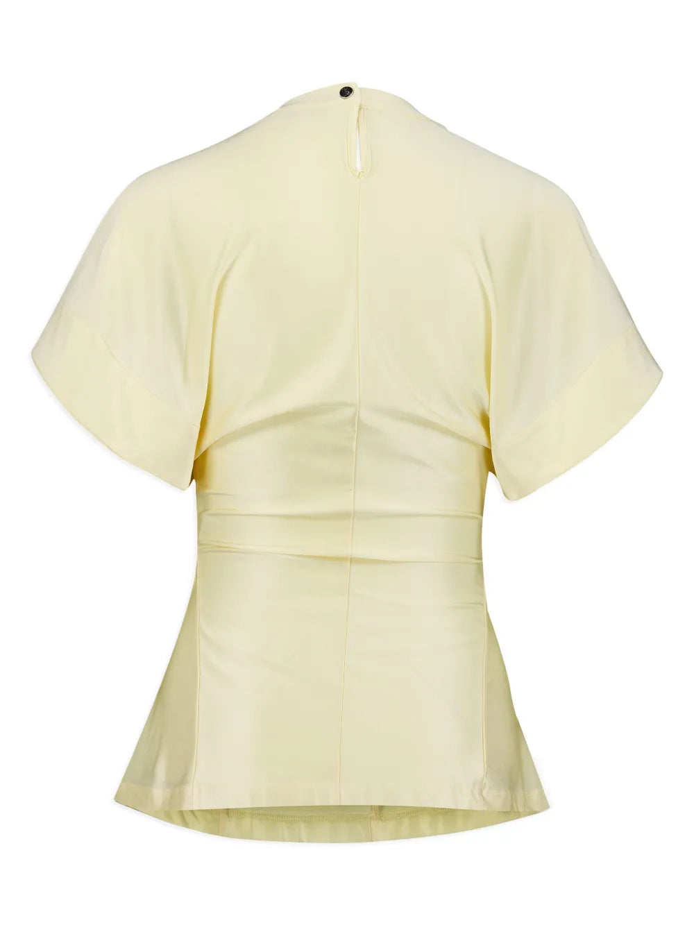Draped-Detail Round-Neck Blouse