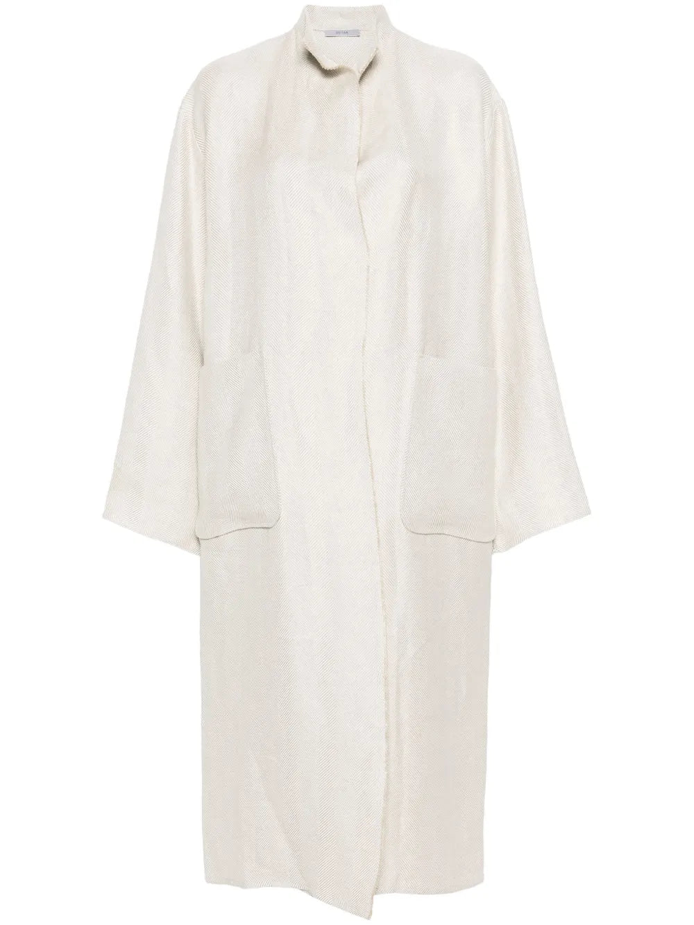 Herringbone-Pattern Linen Coat