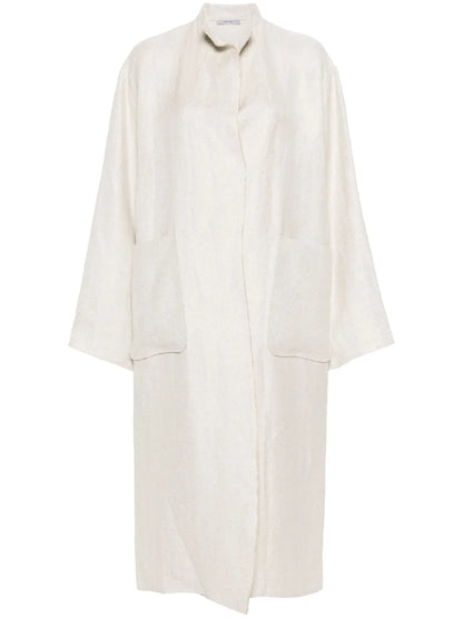 Herringbone-Pattern Linen Coat