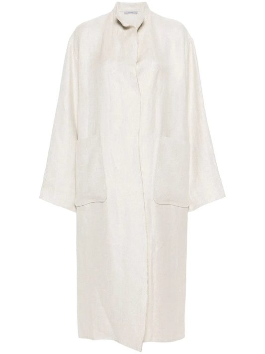 Herringbone-Pattern Linen Coat