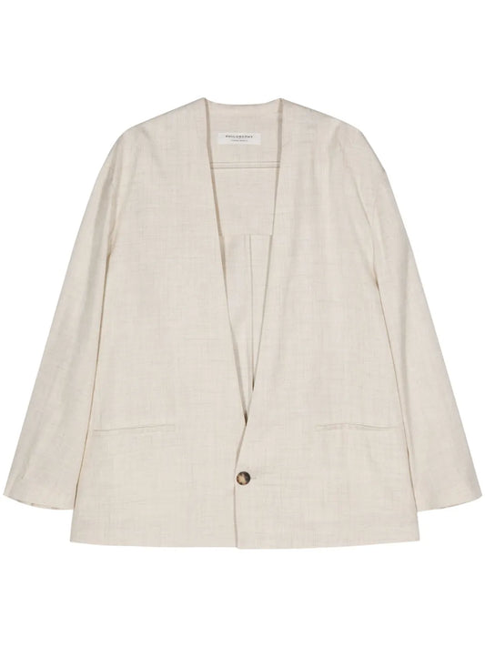 Mélange Plunging V-Neck Jacket