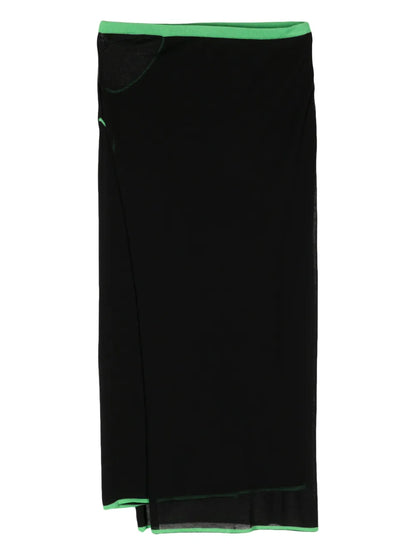 Contrast-Trim Knitted Midi Skirt