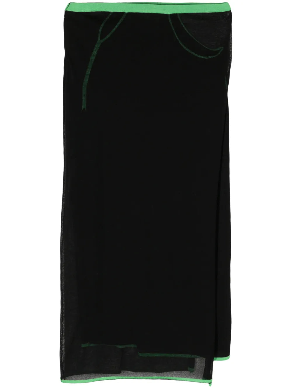 Contrast-Trim Knitted Midi Skirt