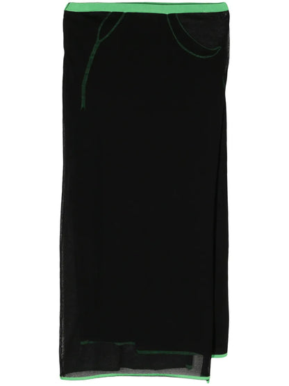 Contrast-Trim Knitted Midi Skirt