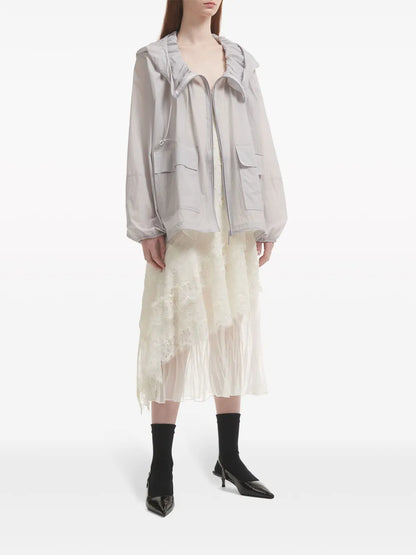 Oversized Gathered Hooded Jacket