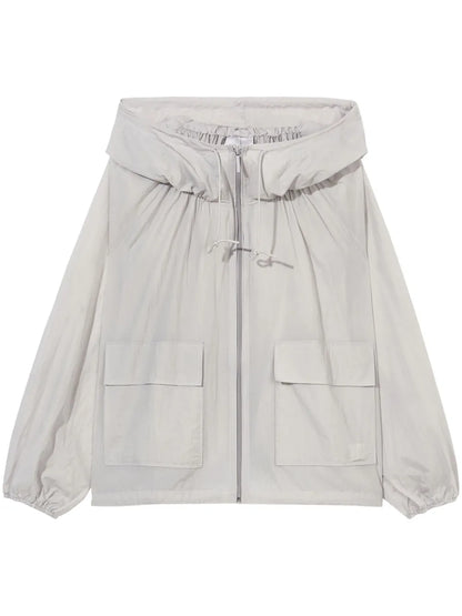 Oversized Gathered Hooded Jacket