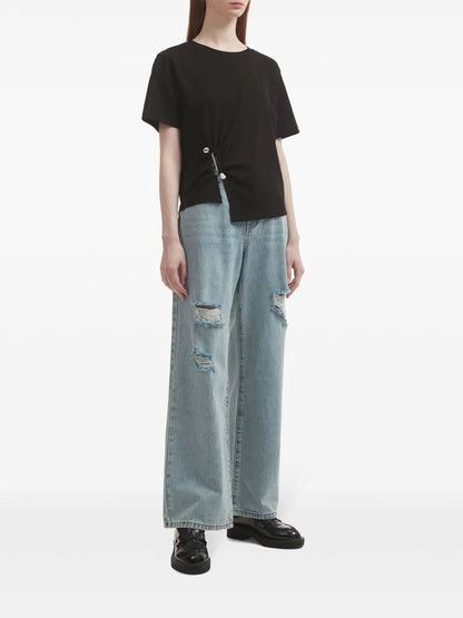 Distressed-Effect Mid-Rise Jeans
