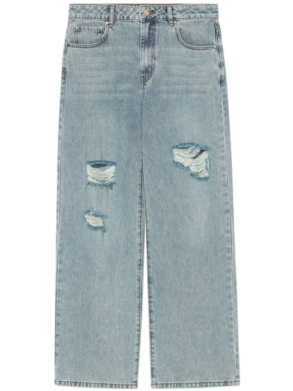 Distressed-Effect Mid-Rise Jeans
