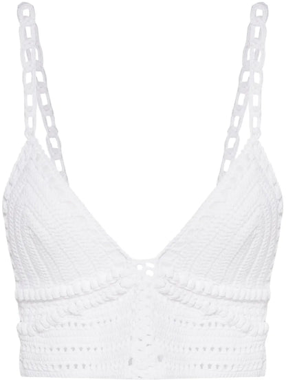 V-Neck Crochet Crop Top