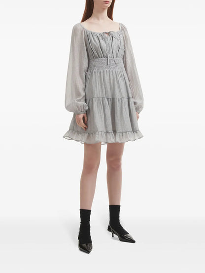 Smocked Ruffle-Hem Minidress