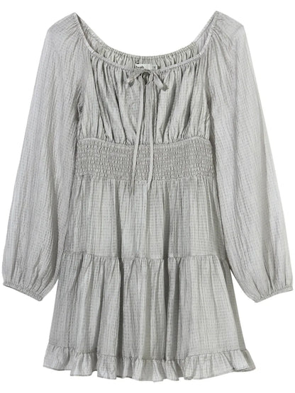 Smocked Ruffle-Hem Minidress