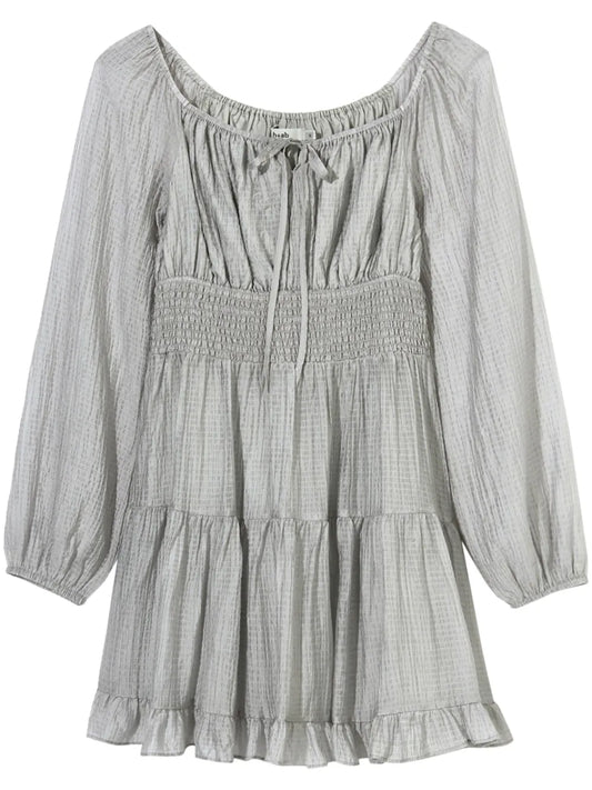Smocked Ruffle-Hem Minidress