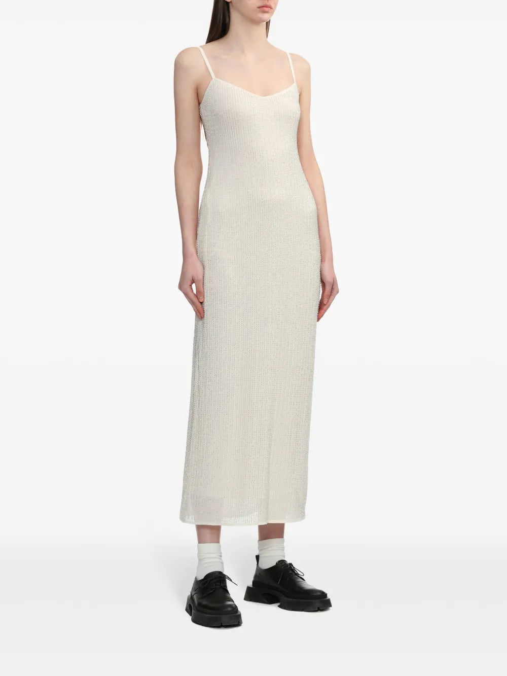 Rhinestone-Embellished Sleeveless Maxi Dress