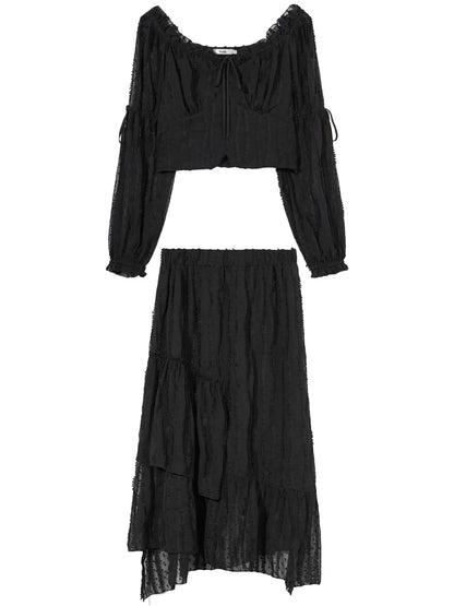 Asymmetric Tulle Midi Skirt Set