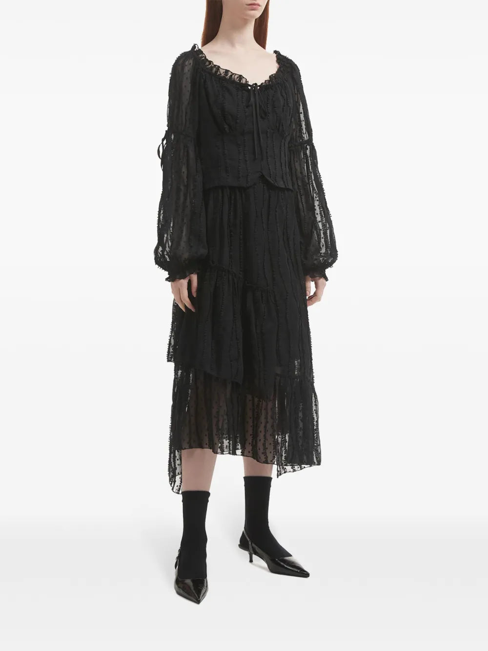 Asymmetric Tulle Midi Skirt Set
