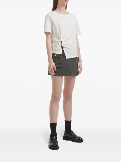 Distressed-Effect Panelled Shorts