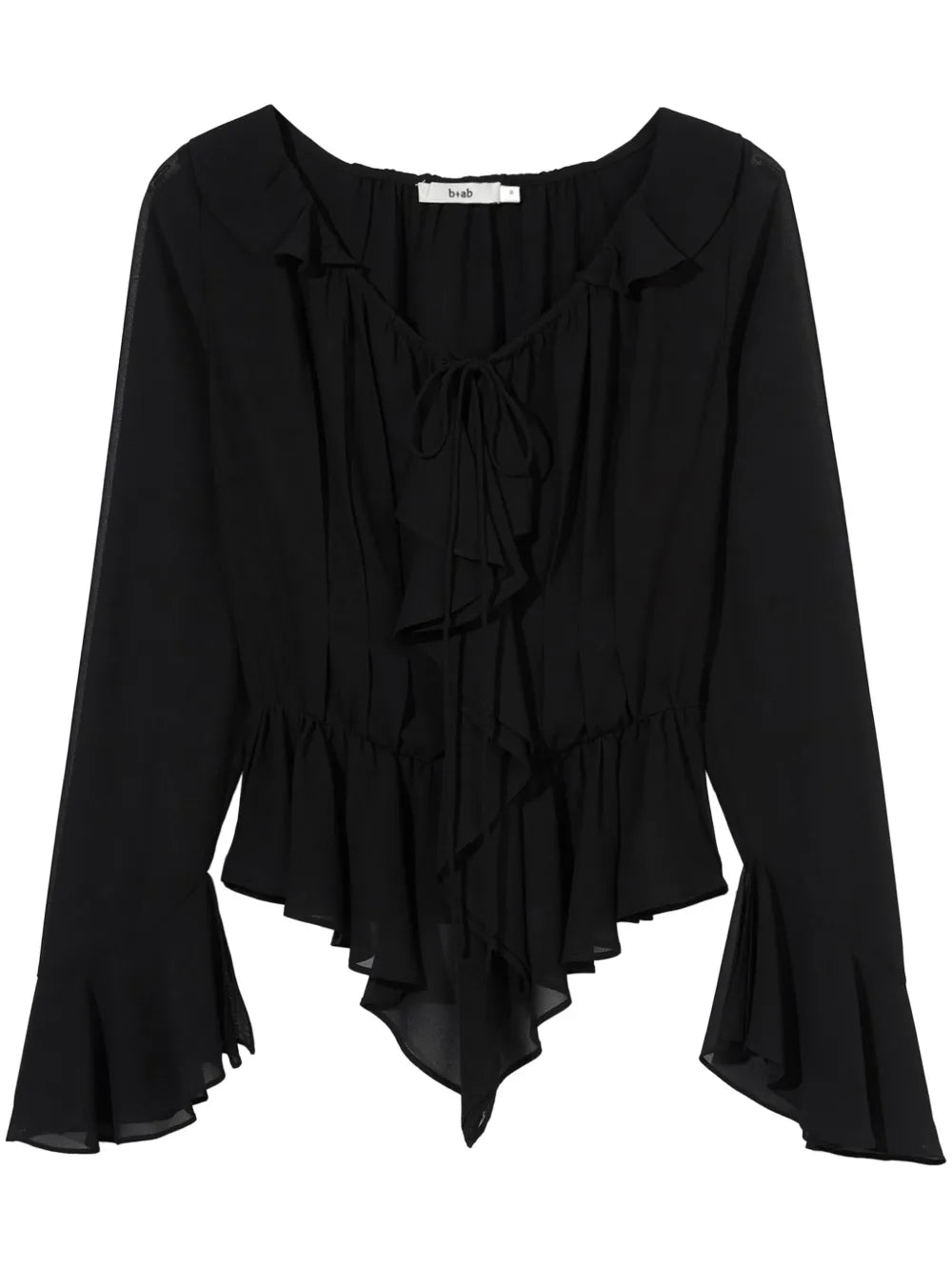Ruffle-Detail Semi-Sheer Blouse