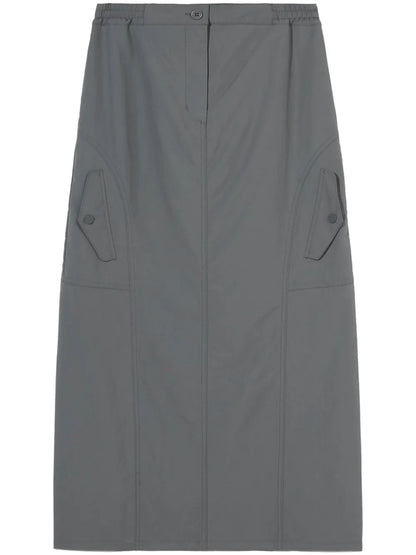 High-Waisted Cargo Midi Skirt