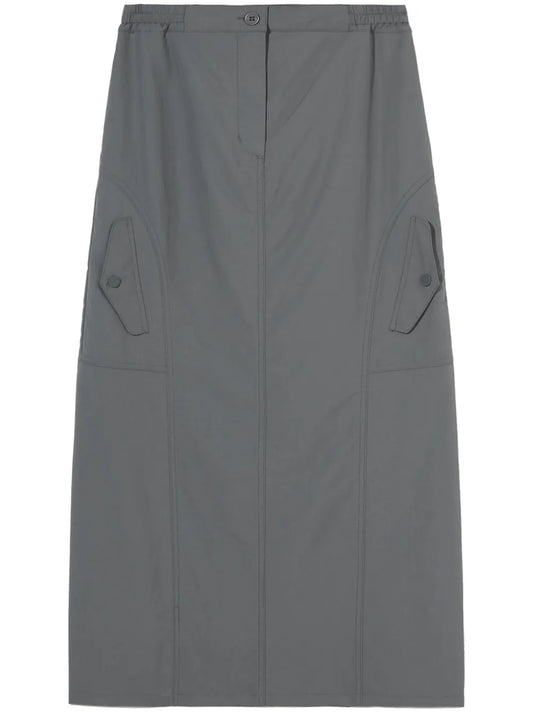 High-Waisted Cargo Midi Skirt