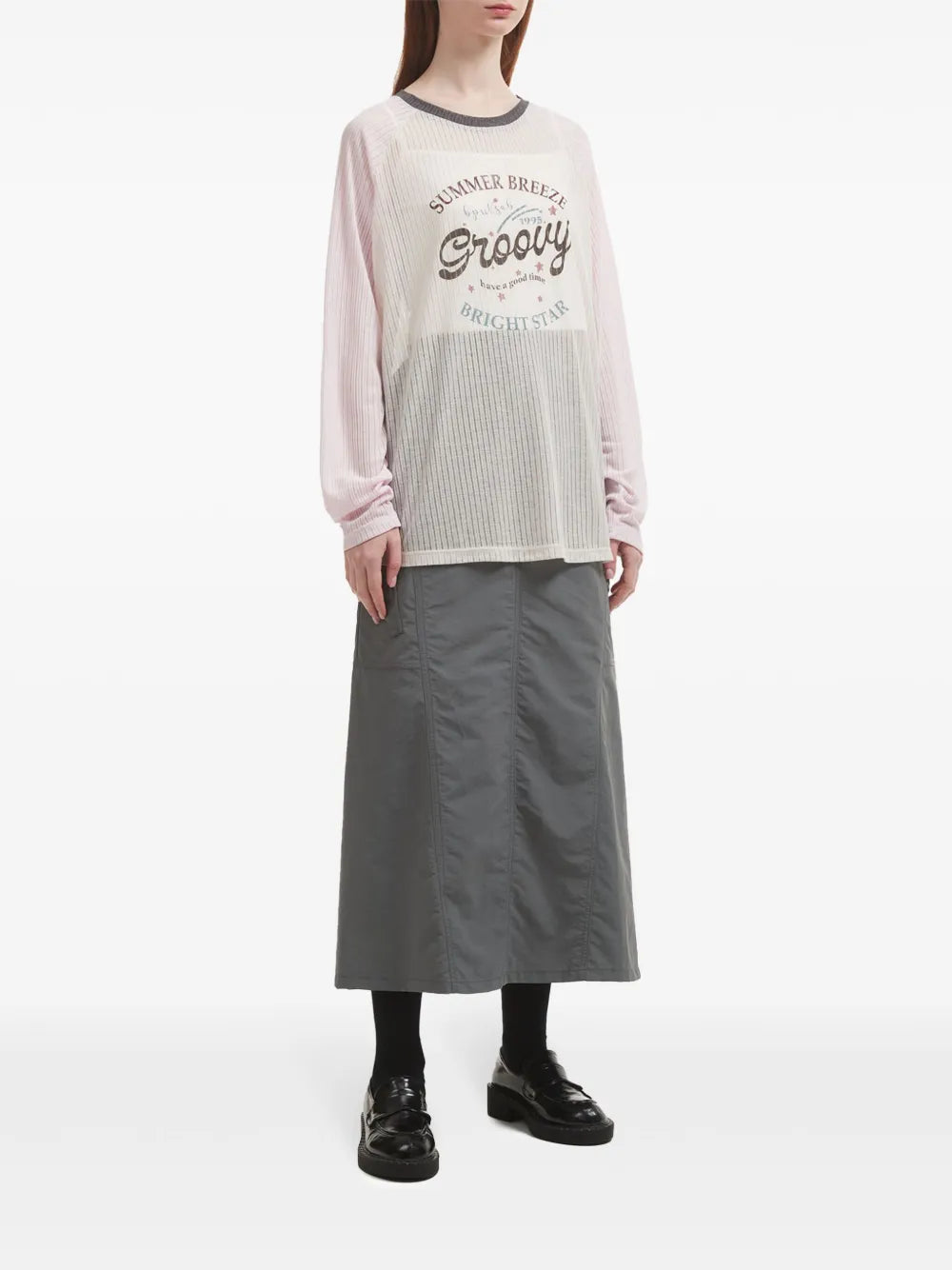 High-Waisted Cargo Midi Skirt
