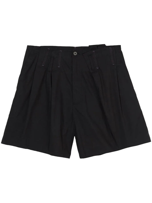 Pleated Cotton-Blend Shorts