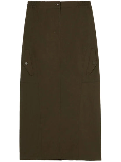 High-Waisted Cargo Midi Skirt
