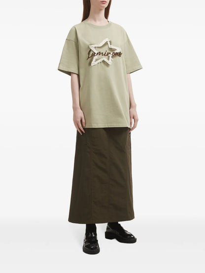 High-Waisted Cargo Midi Skirt