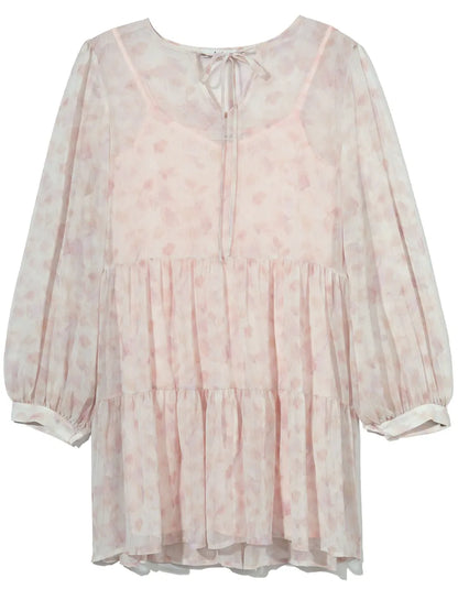 Sheer Abstract-Print Minidress