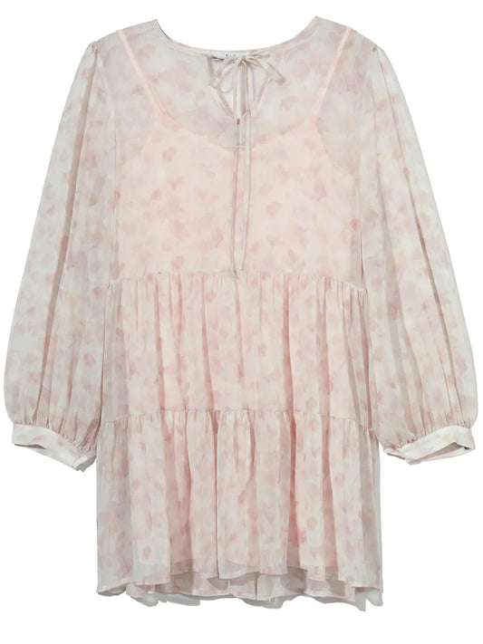 Sheer Abstract-Print Minidress