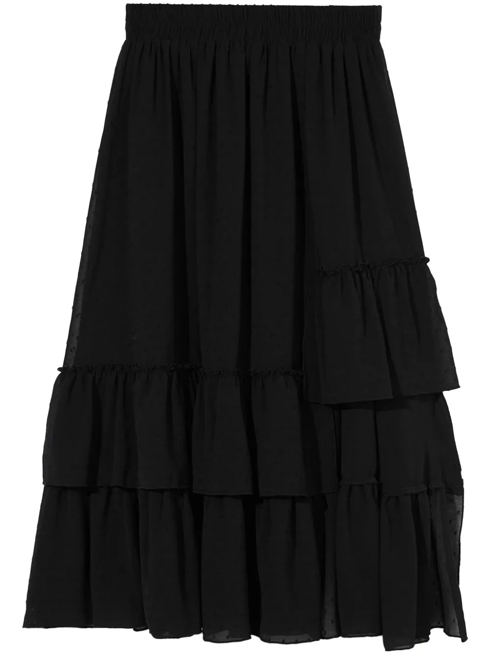 Polka-Dot Ruffled Midi Skirt
