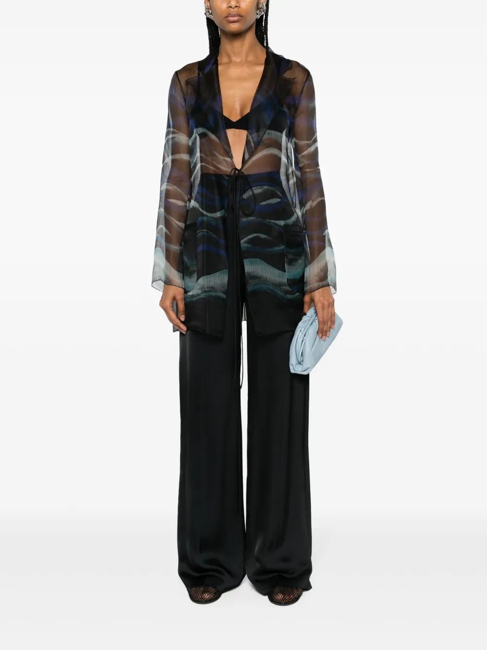 Abstract-Print Silk Blouse