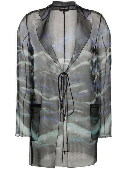 Abstract-Print Silk Blouse
