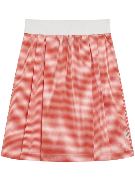 Check-Pattern Pleated Skirt