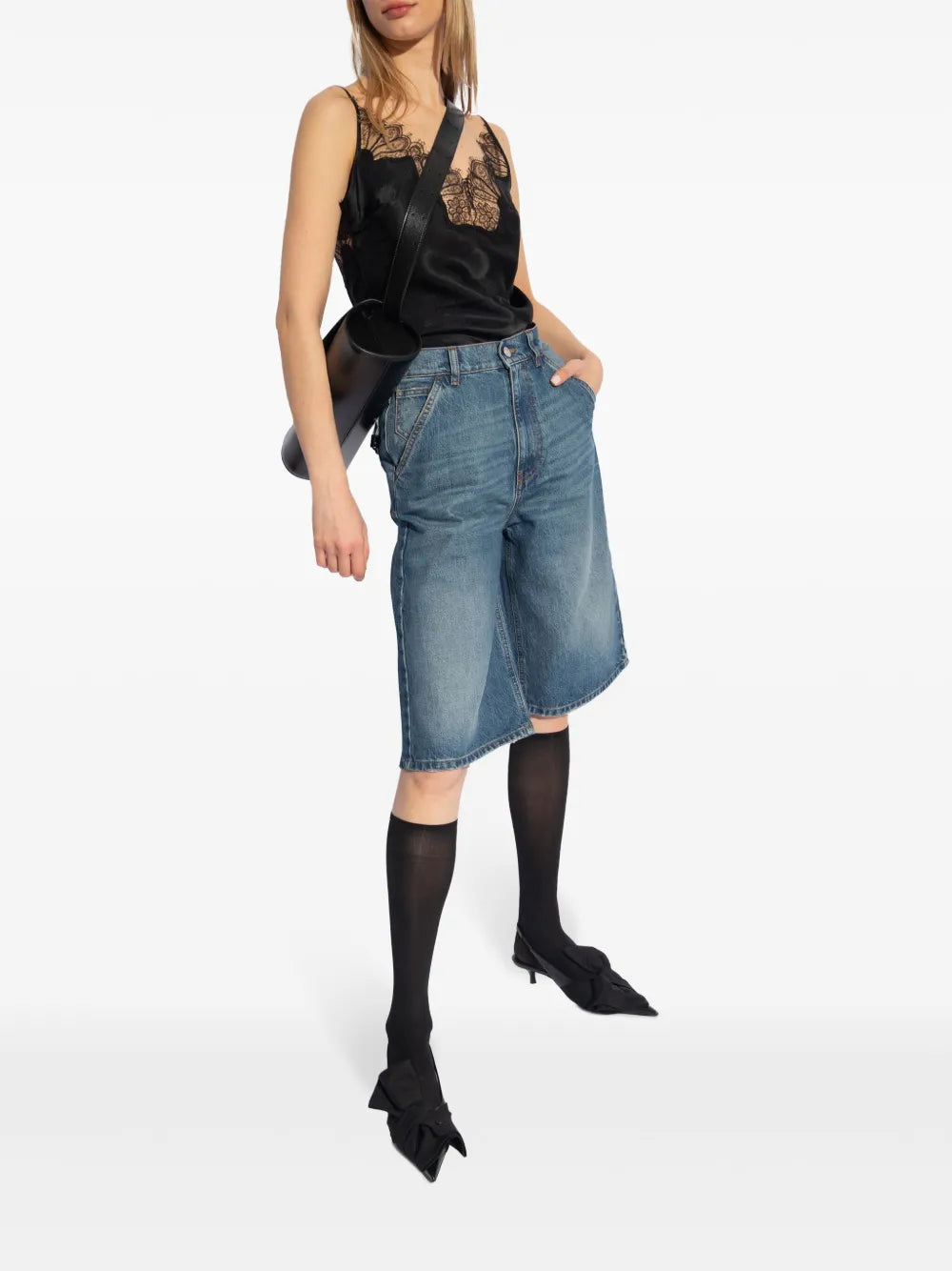 Knee-Length Denim Shorts