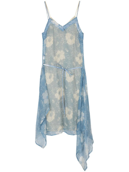 Floral-Print Silk Slip Dress