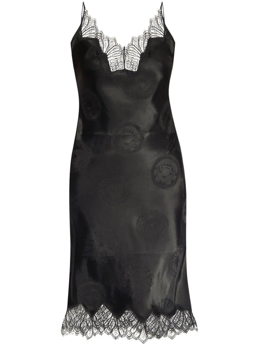 Lace-Trimmed Silk Dress