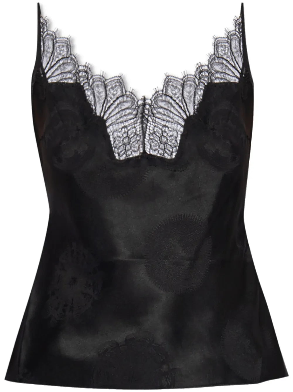 Lace-Trim Silk Tank Top
