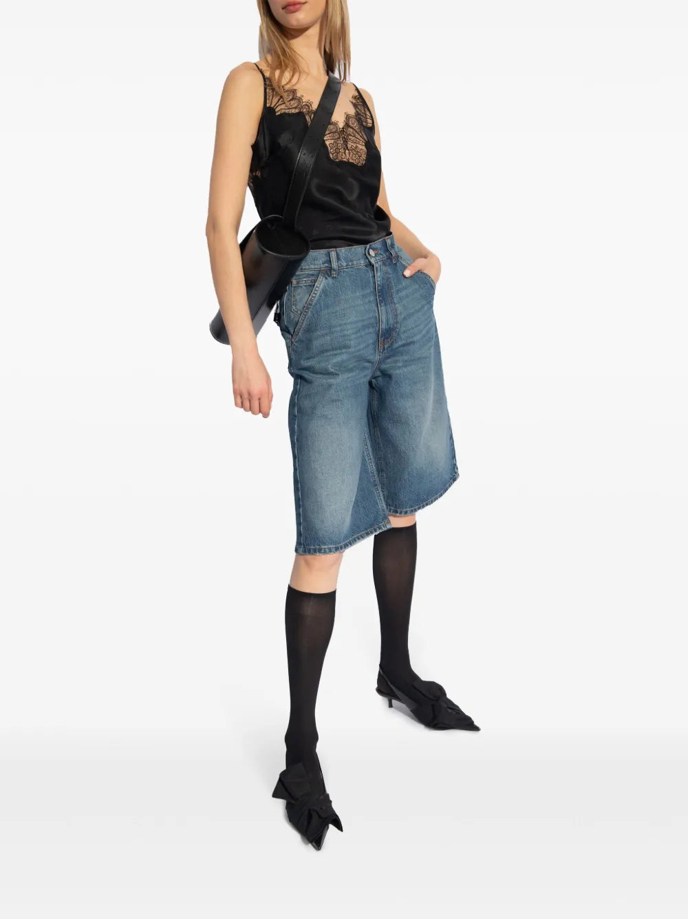 Lace-Trim Silk Tank Top